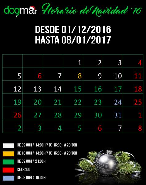 Horario de Navidad Dogma 2016