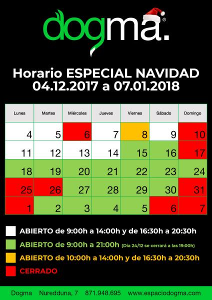HORARIO NAVIDAD DOGMA